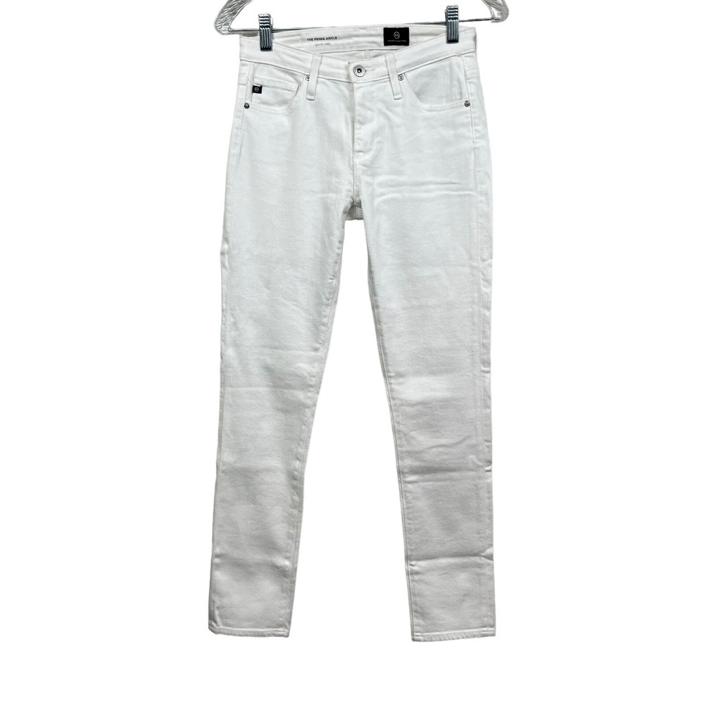 AG Adriano Goldschmied Womens Jeans The Prima Cigarette Ankle Stretch White 24R